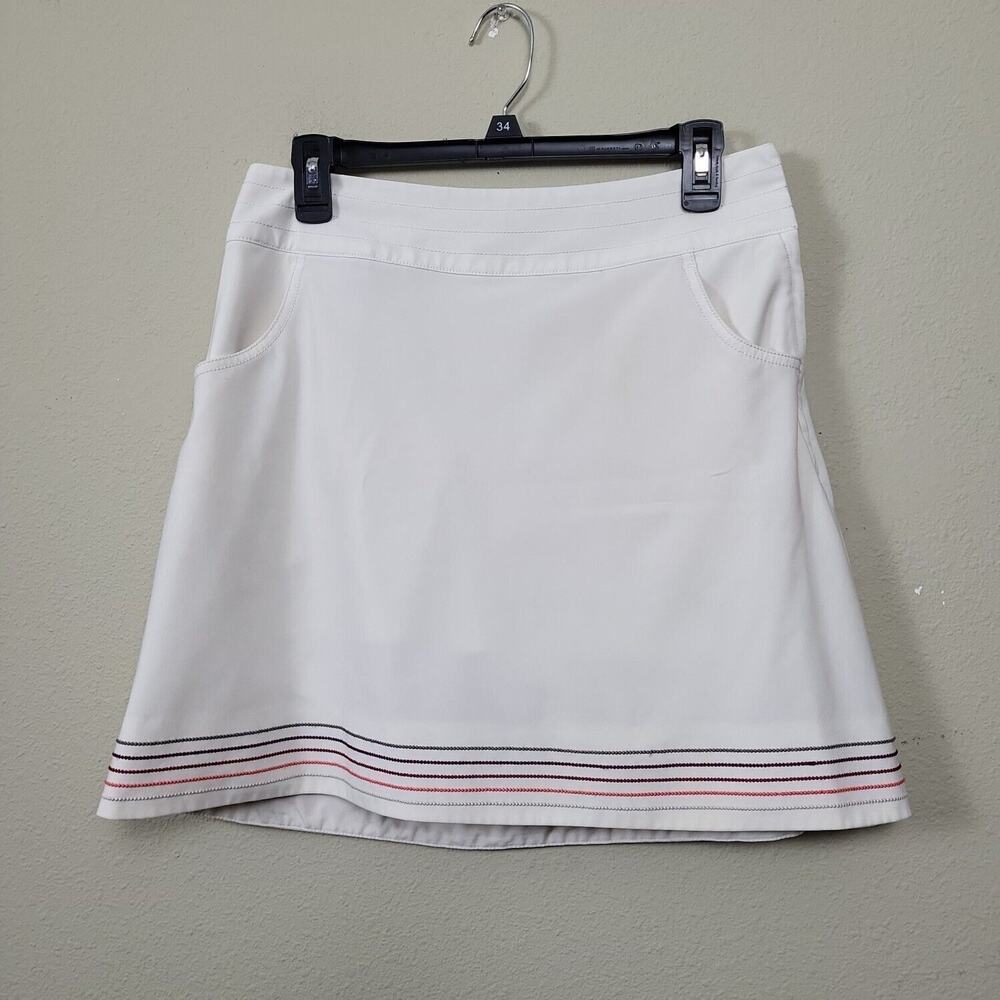 Nike Womens Cream Pockets Activewear Comfort Midi Golf Skort Skirt Size‎ 6